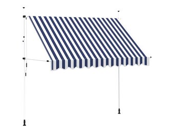 vidaXL Luifel 300cm Blauw/Wit Strepen - 56% Korting - Handmatig Uittrekbaar