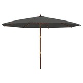 vidaXL Parasol met houten paal 400x273 cm Antraciet - 64% Korting!
