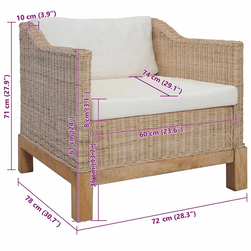 vidaXL Fauteuil Rattan Natuurlijk (35% Korting) - Ongebruikt!