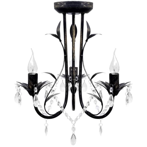 Art Nouveau Kroonluchter Zwart - Metaal & Kristal - 60% Korting