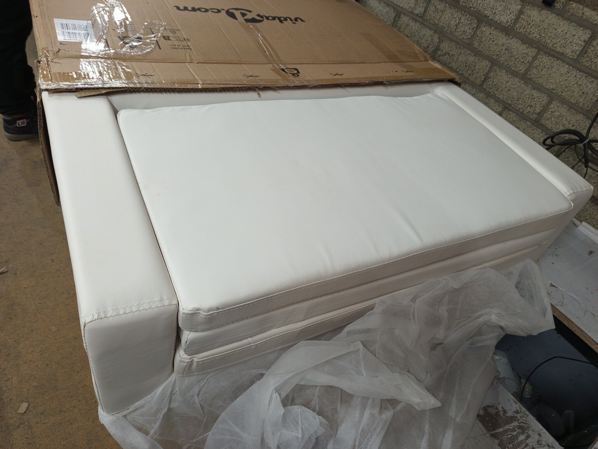 vidaXL Hondenmand met verlengstuk 100x50x30 cm kunstleer crèmekleurig - 55% Korting