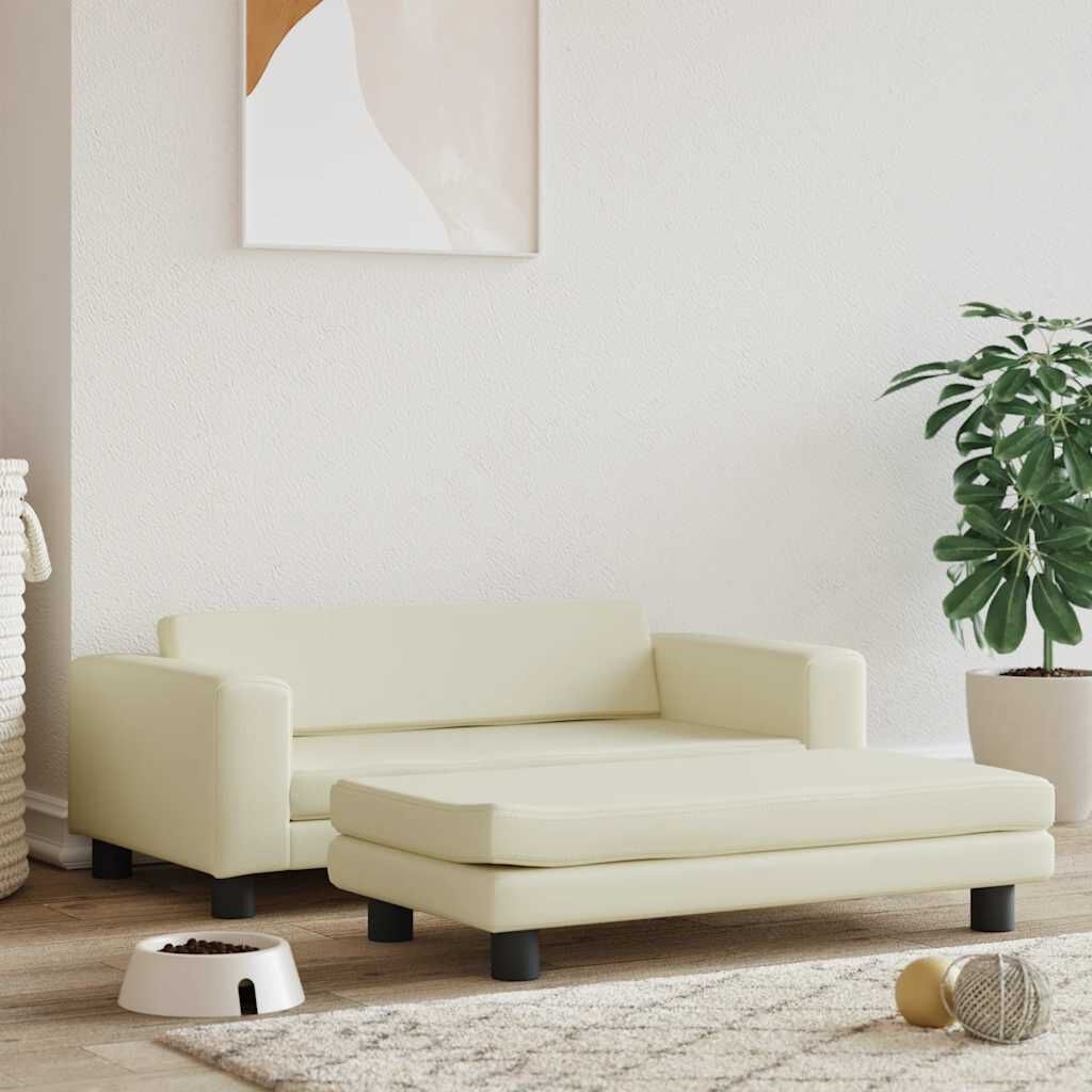 vidaXL Hondenmand met verlengstuk 100x50x30 cm kunstleer crèmekleurig - 55% Korting