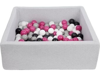 Ballenbak - 90x90cm - 150 Ballen - Wit, Roze, Grijs, Zwart - 51% Korting!