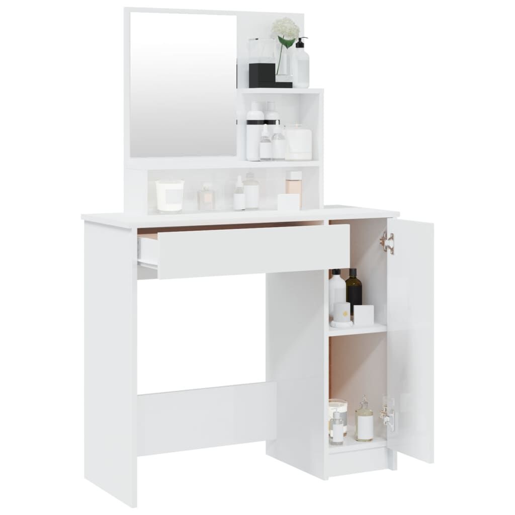 vidaXL Kaptafel met Spiegel - Hoogglans Wit - 35% Korting!