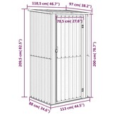 vidaXL Tuinschuur Grijs Staal 118,5x97x209,5 cm - 46% Korting