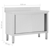 vidaXL Werktafel RVS met Schuifdeuren (120x50x95-97cm) - 40% Korting!
