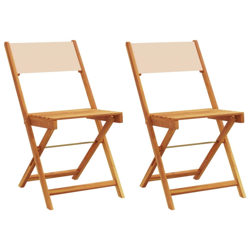 vidaXL Bistrostoelen 2 st. Acaciahout & Stof Beige - Nu 65% Korting!