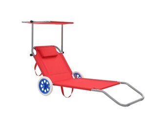 vidaXL Ligbed met luifel - Rood - 40% Korting