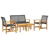 vidaXL 5-delige Loungeset Poly Rattan & Acaciahout (Zwart) - 46% Korting!