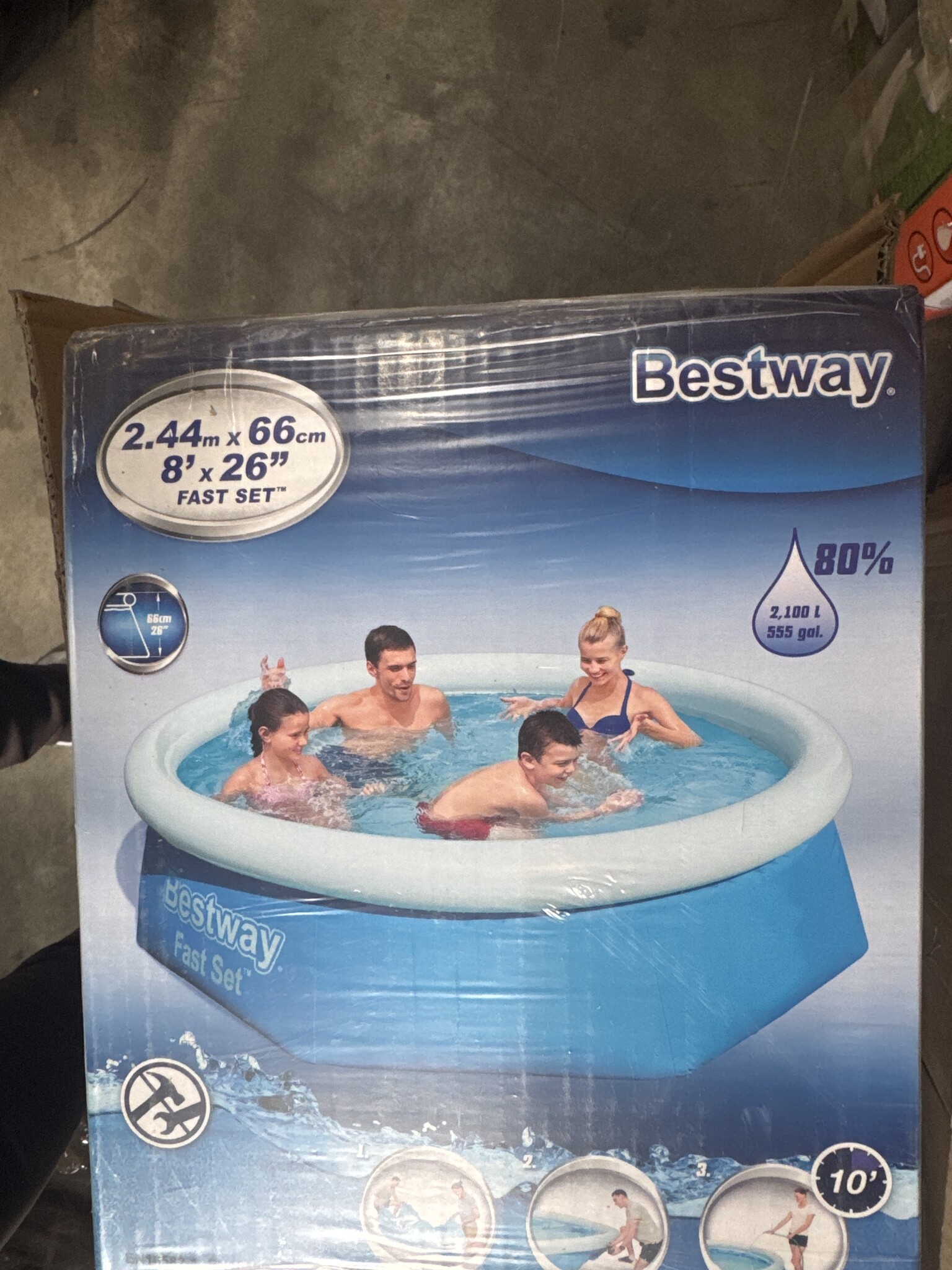 Bestway Fast Set Zwembad - 244x61 cm - Blauw - 65% Korting!