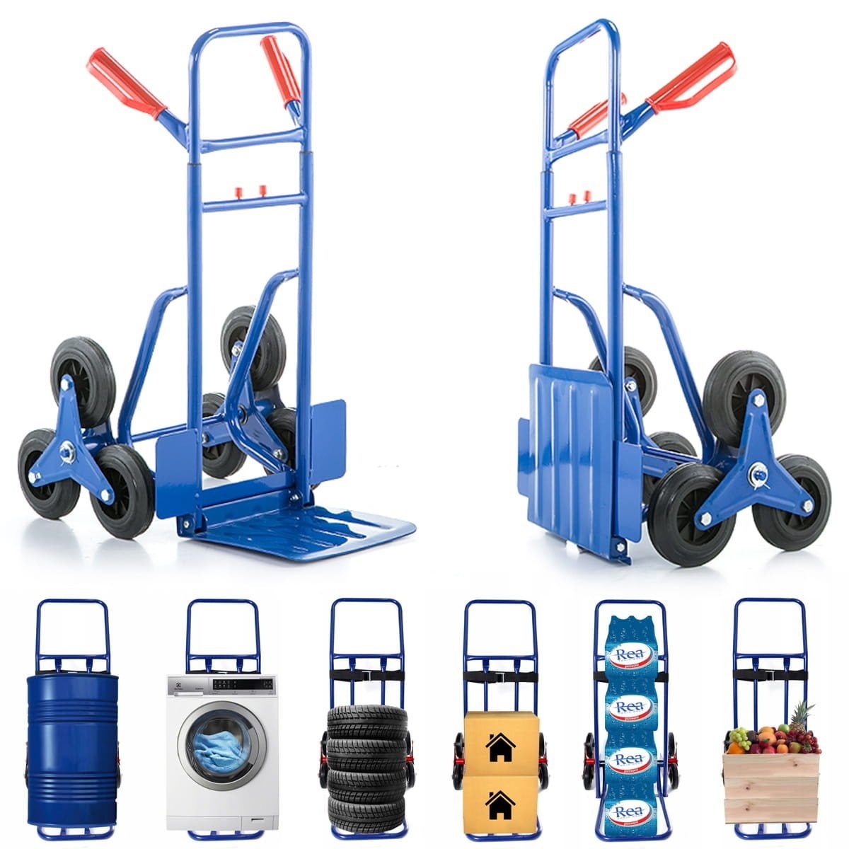 Opvouwbare steekwagen met traploper - 250kg - 40% KORTING