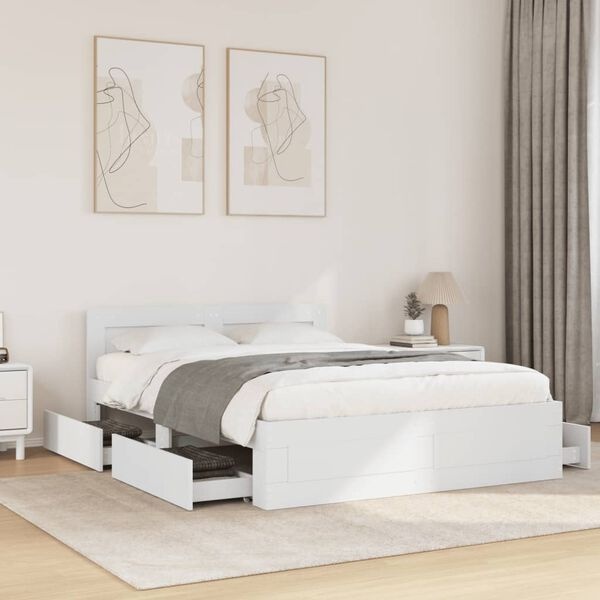 vidaXL Bedframe met hoofdeinde 140x190 cm Wit | 40% Korting