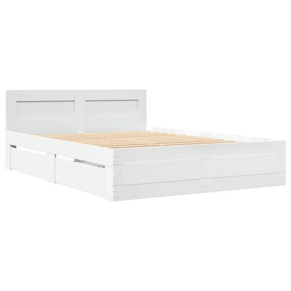 vidaXL Bedframe met hoofdeinde 140x190 cm Wit | 40% Korting