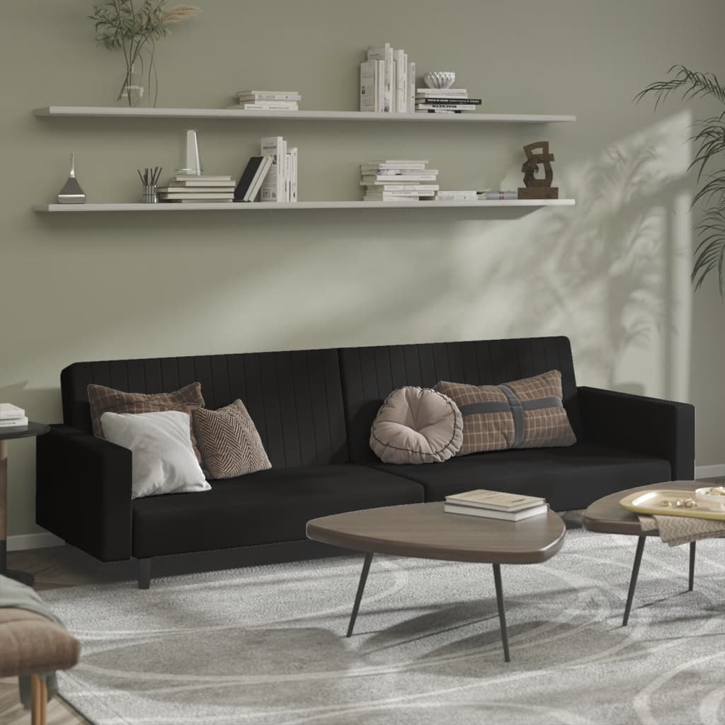 vidaXL Slaapbank 2-zits Fluweel Zwart - 40% Korting