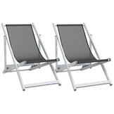 vidaXL Strandstoelen Aluminium/Textileen Grijs - 56% Korting!