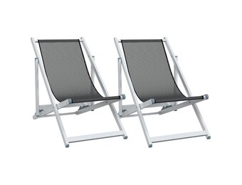 vidaXL Strandstoelen Aluminium/Textileen Grijs - 56% Korting!