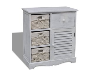 vidaXL Kast met 3 Weefmanden - Wit - 64% Korting
