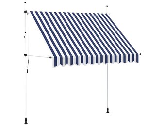 vidaXL Luifel handmatig uittrekbaar 250 cm, Blauw/Wit - 66% Korting!