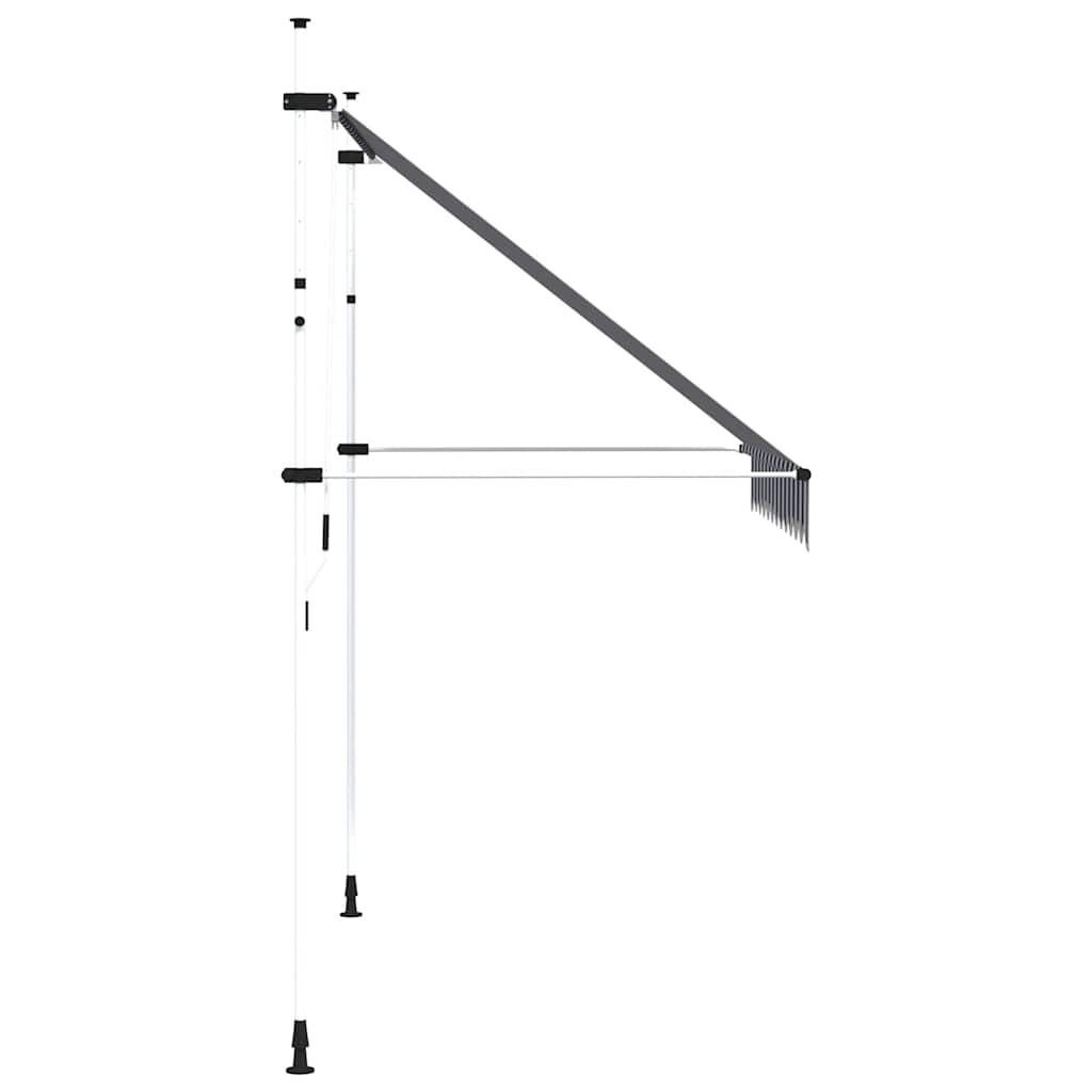 vidaXL Luifel handmatig uittrekbaar 250 cm, Blauw/Wit - 66% Korting!