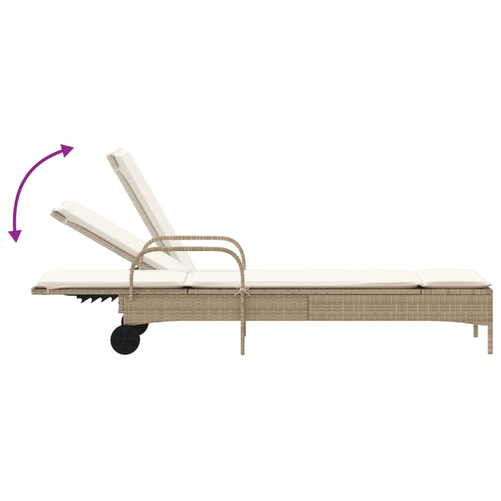 vidaXL Ligbed Poly Rattan Beige - 83% Korting!