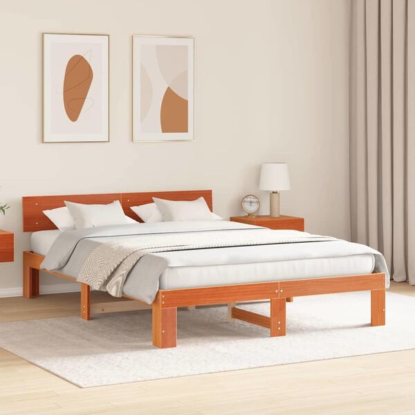 vidaXL Bedframe Massief Grenenhout Bruin 140x200cm | -46% Korting!