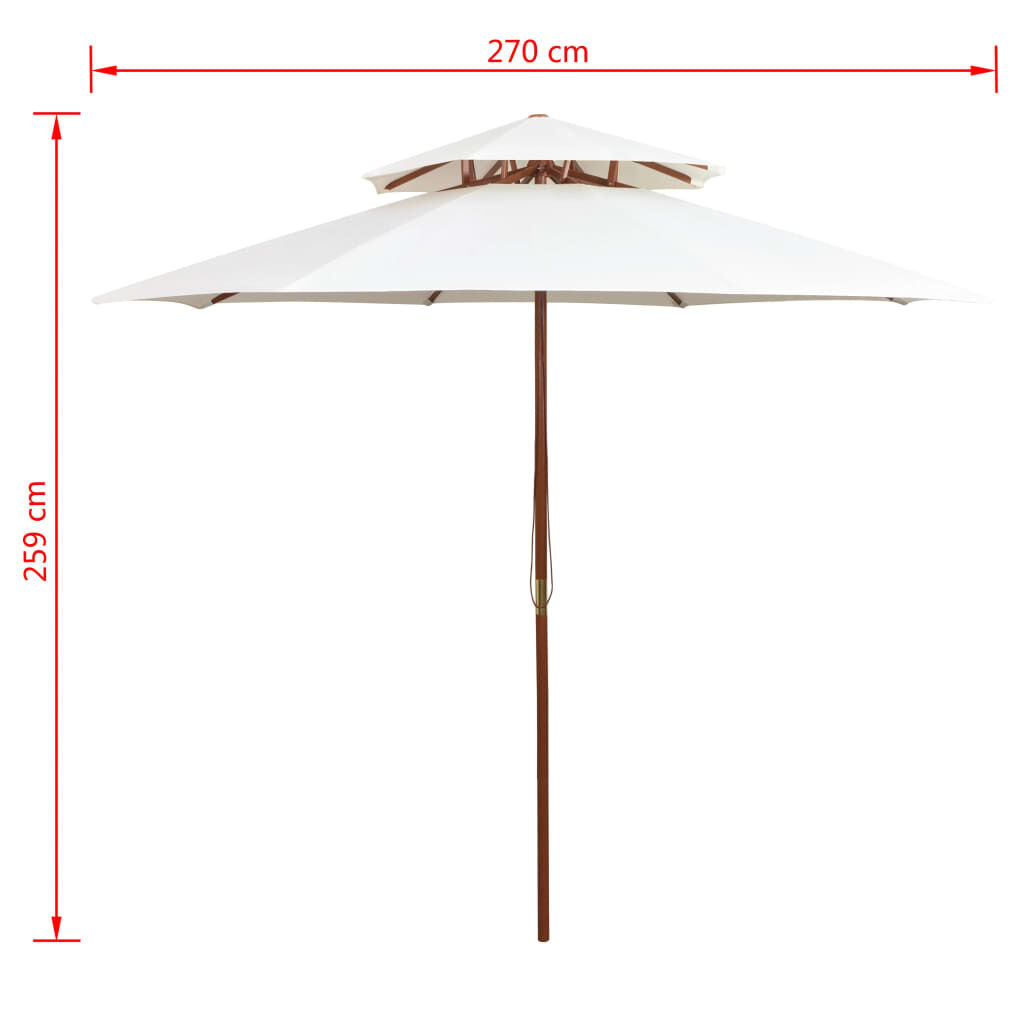 vidaXL Dubbeldekker Parasol Crèmewit - 35% Korting!