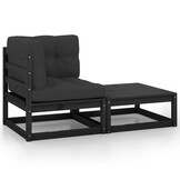 vidaXL 2-delige Loungeset Grenenhout & Kussens - Nu 76% Korting!