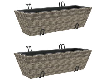 vidaXL Plantenbakken 2 stuks Poly Rattan Grijs - 43% Korting!