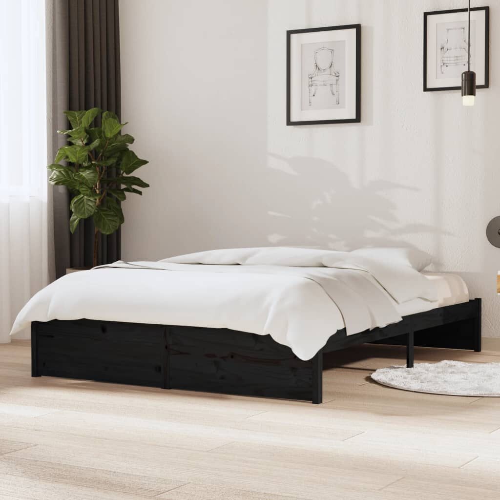 vidaXL Bedframe Zwart Massief Hout (140x190 cm) - 55% Korting!