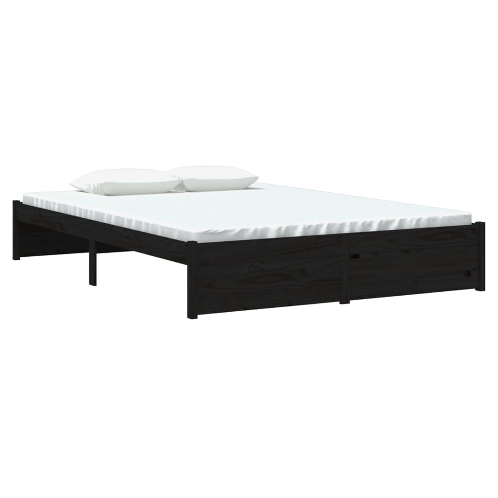 vidaXL Bedframe Zwart Massief Hout (140x190 cm) - 55% Korting!