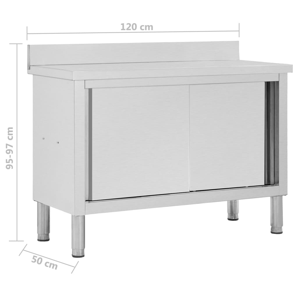 vidaXL Werktafel RVS 120x50cm - Met Schuifdeuren & Opslag - 60% Korting!