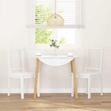 vidaXL Eetkamerstoelen Massief Hout Rubber Wit - 2 stuks - 62% Korting