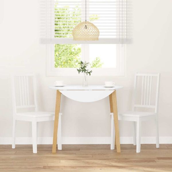 vidaXL Eetkamerstoelen Massief Hout Rubber Wit - 2 stuks - 62% Korting