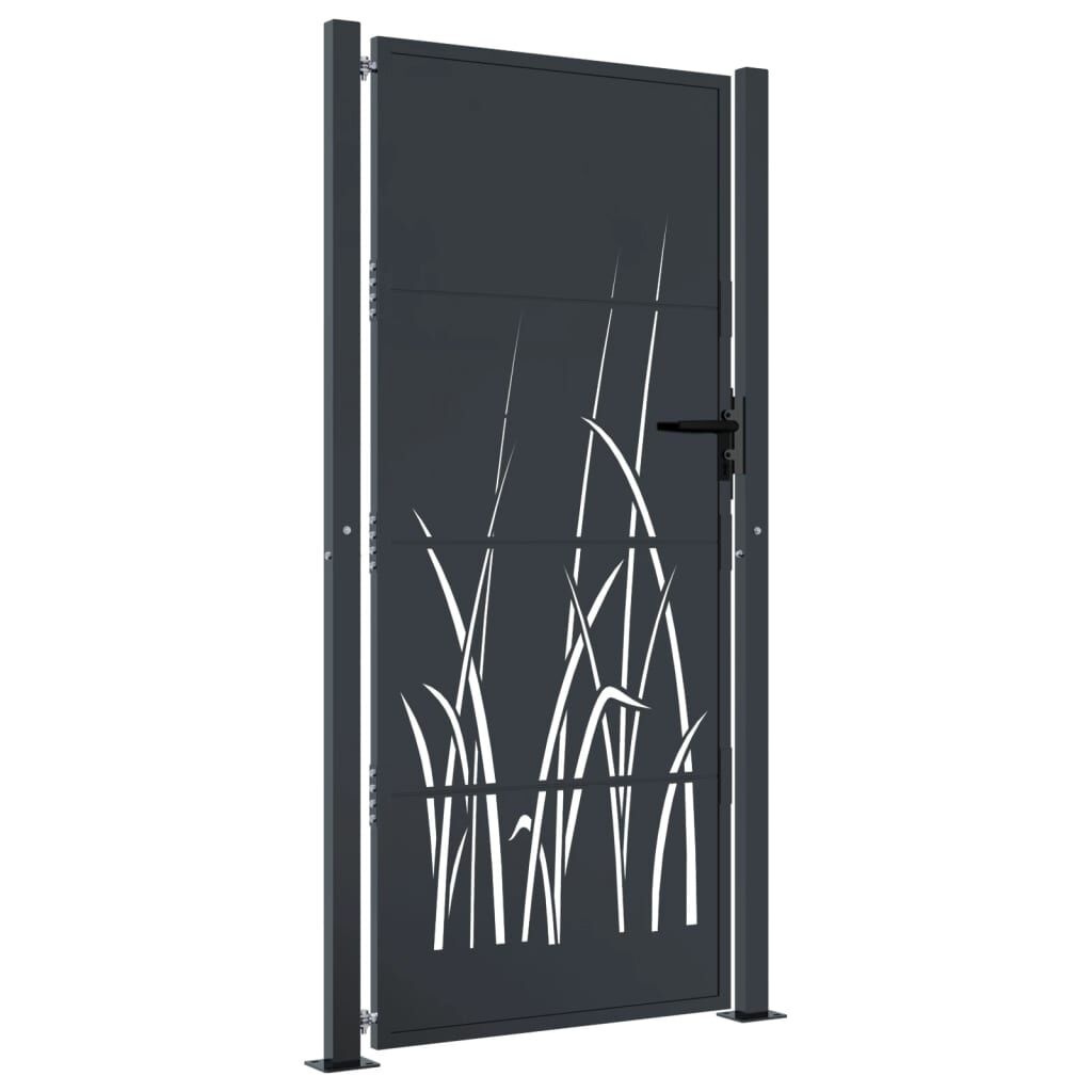 vidaXL Poort met grasontwerp - 105x205 cm - Staal Antraciet - 55% Korting!