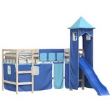 vidaXL Gordijnen voor hoogslaper met toren polyester blauw