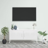 vidaXL TV-meubel Staal Wit (105x35x50 cm) - 55% Korting!