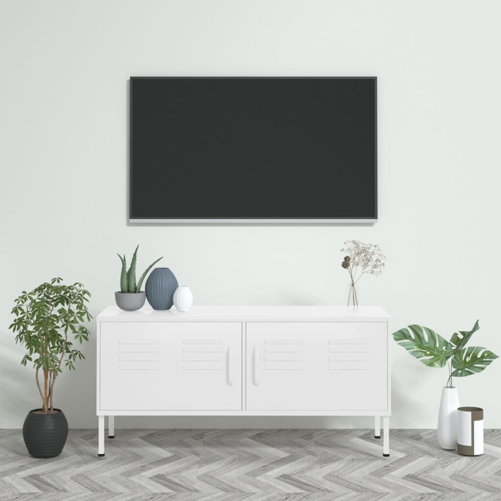 vidaXL TV-meubel Staal Wit (105x35x50 cm) - 55% Korting!