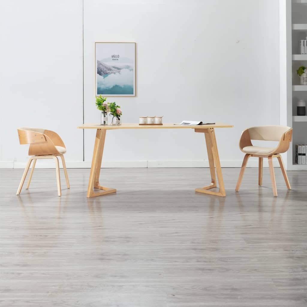 vidaXL Eetkamerstoel Crème Kunstleer & Gebogen Hout | 30% Korting