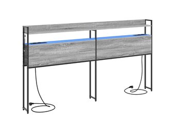 vidaXL Hoofdbord met Opbergvak & LED - Grijs Sonoma | 55% Korting