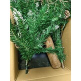 Kunstkerstboom 160 cm - Sneeuw & Dennenappels - Houten Stam