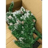 Kunstkerstboom 160 cm - Sneeuw & Dennenappels - Houten Stam