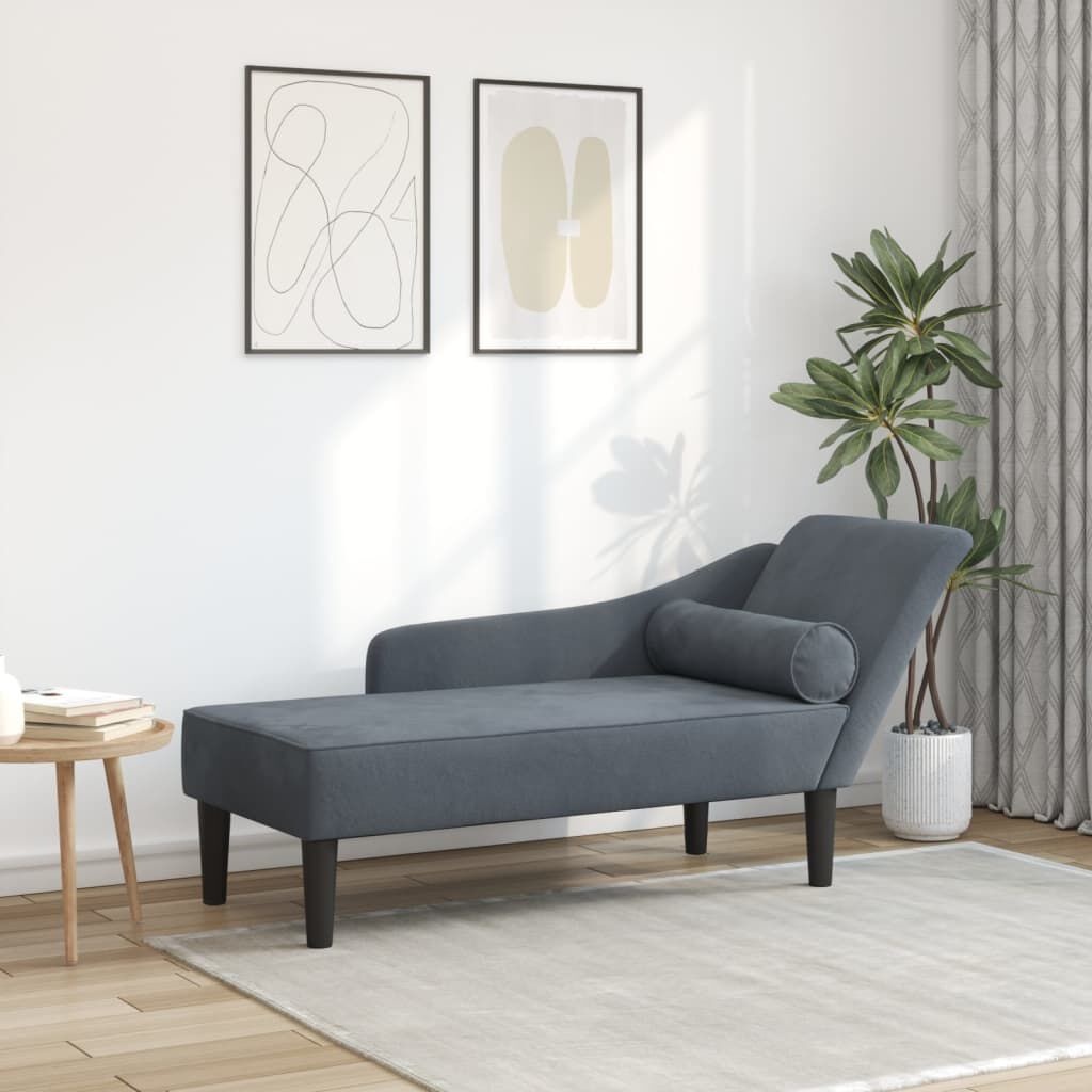 vidaXL Chaise longue fluweel donkergrijs - 35% korting!