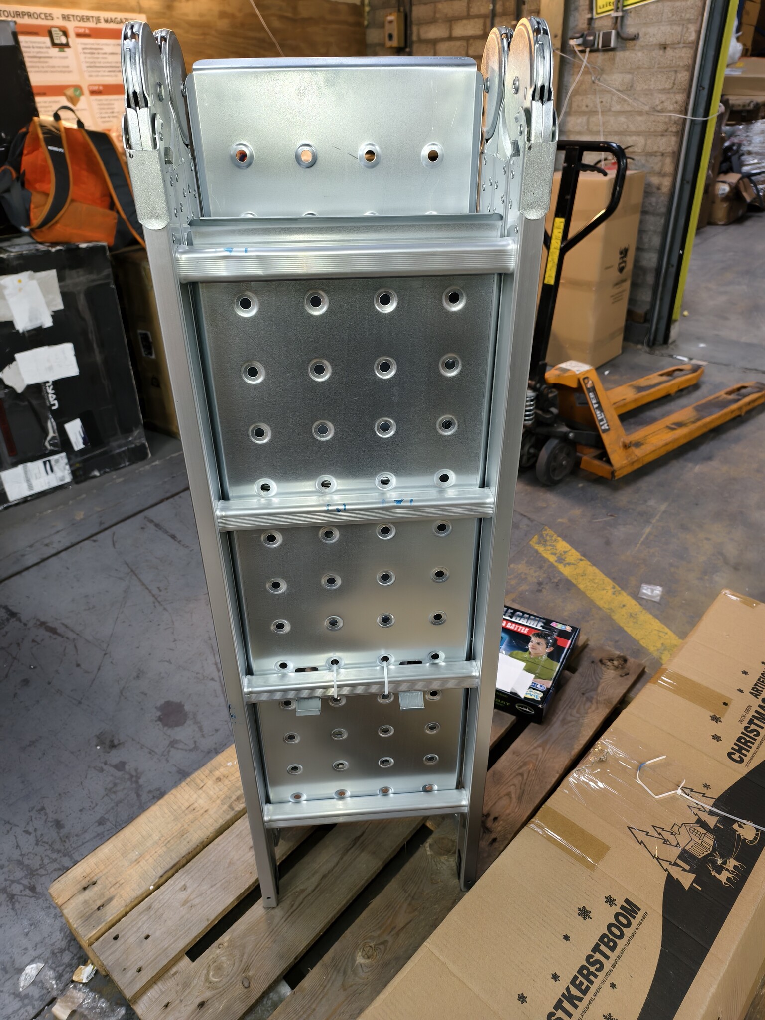 Vouwladder Aluminium - Werkhoogte 5,60m - Met Platform - 0% Korting