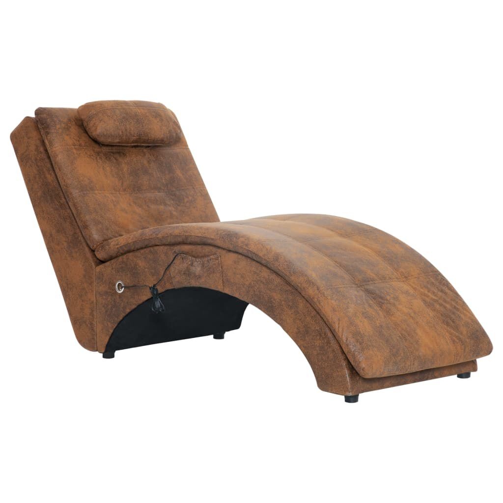 VidaXL Massage Chaise Longue Kunstsuède Bruin - 35% Korting