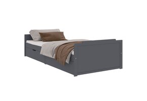 vidaXL Bedframe Grenenhout Donkergrijs (90x200) - 35% Korting!