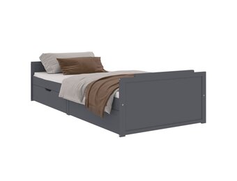 vidaXL Bedframe met lades massief grenenhout donkergrijs 90x200 cm