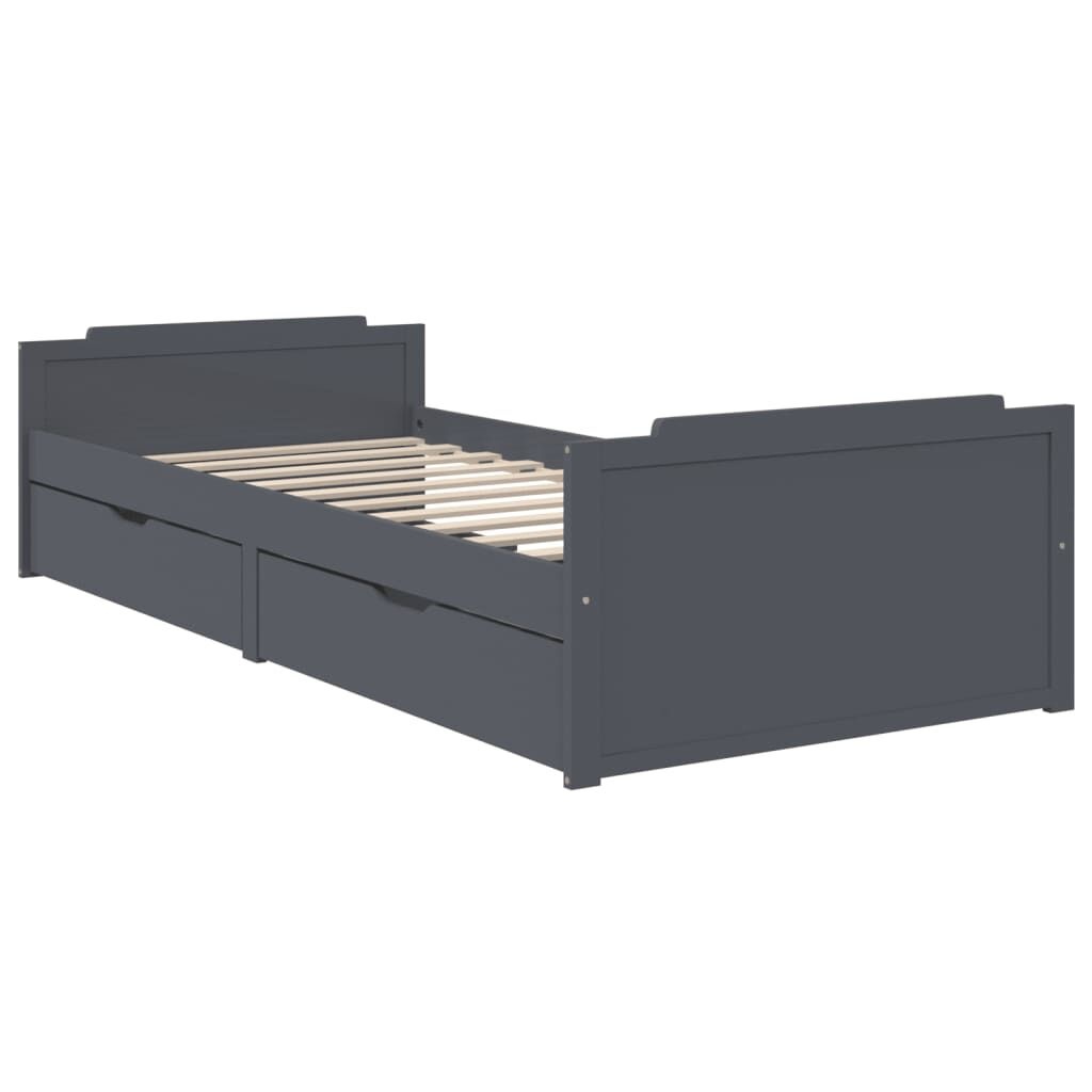vidaXL Bedframe Grenenhout Donkergrijs (90x200) - 35% Korting!