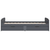 vidaXL Bedframe met lades massief grenenhout donkergrijs 90x200 cm