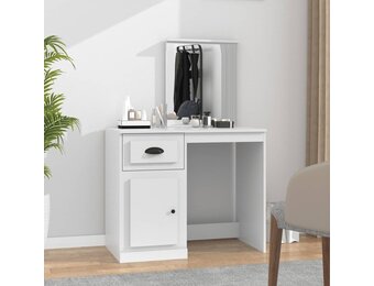 vidaXL Kaptafel met spiegel 90x50x132,5 cm bewerkt hout wit