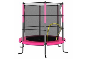 vidaXL Trampoline met veiligheidsnet - Rond 140x160cm Roze - 47% Korting!